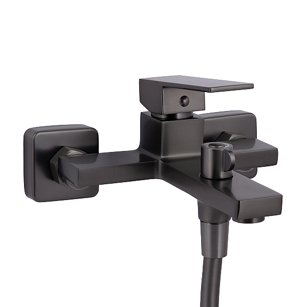 Смеситель для ванны Qtap Gemini (c душевым гарнитуром) QTGEM259GMB45684 Gunmetal Black PVD - Фото - 3
