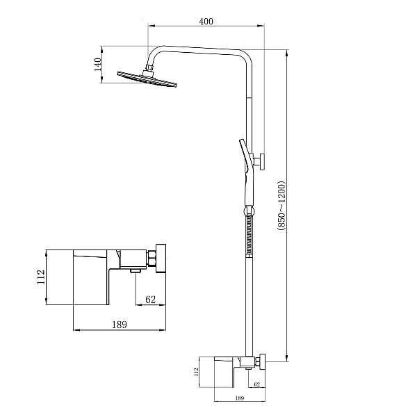 Душова система універсальна Qtap Gemini на три споживача (з виливом) QTGEM111CRM45685 Chrome - Фото - 2