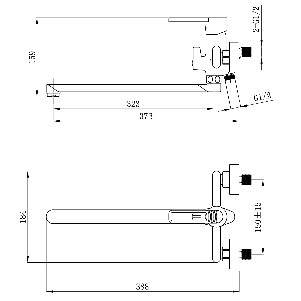 Змішувач для ванни Qtap Taurus з довгим поворотним виливом (з душовим гарнітуром) QTTAU260CRM45663 Chrome - Фото - 2