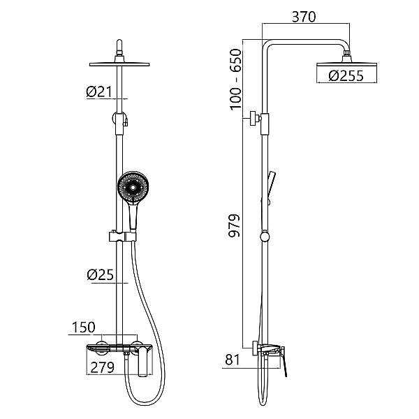 Душова система універсальна Qtap Slavonice на три споживача (з виливом) QTSLA111CRM45904 Chrome - Фото - 2