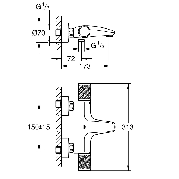 Змішувач для ванни Grohtherm 1000 Performance 34830000 Grohe - Фото - 3