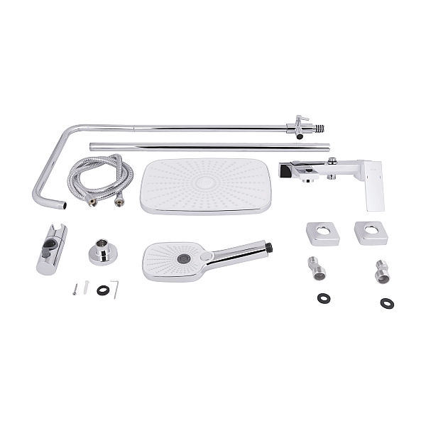 Душевая система универсальная Qtap Gemini на три потребителя (с изливом) QTGEM111CRW45687 Chrome/White - Фото - 12