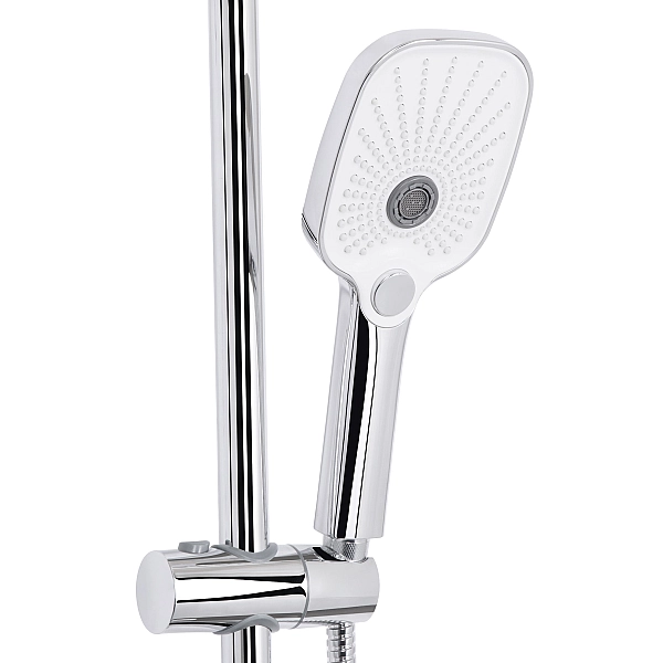 Душевая система универсальная Qtap Gemini на три потребителя (с изливом) QTGEM111CRW45687 Chrome/White - Фото - 4