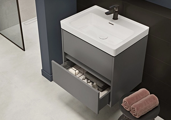 Шафка під умивальник Crea 50 сірий мат, Cersanit - Фото - 2