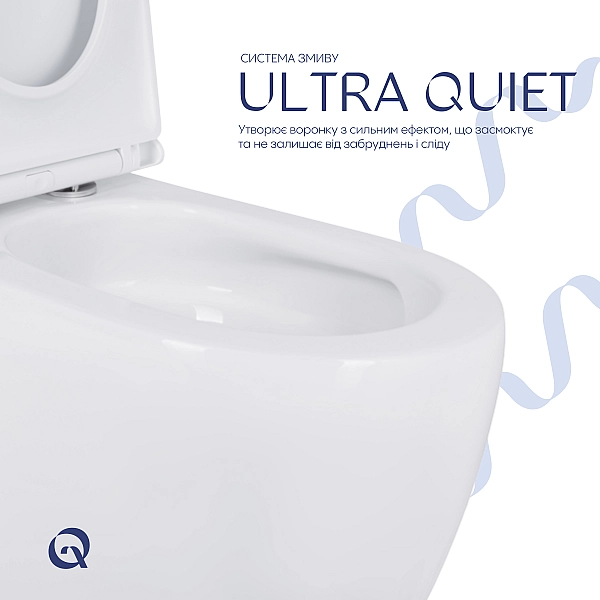 Унітаз підлоговий Qtap Robin New Ultra Quiet безобідковий з сидінням Soft-close WHITE QT13226083AW - Фото - 5