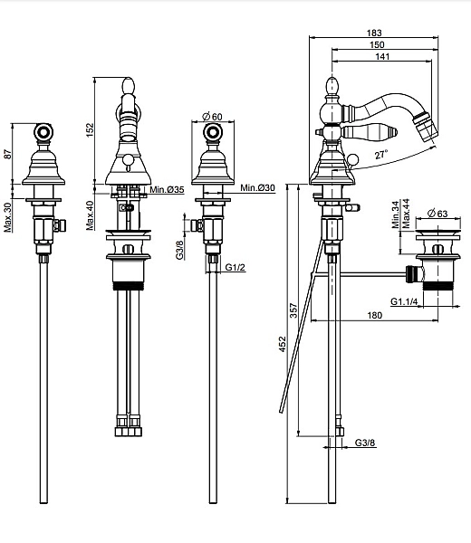 Змішувач для біде Herend (F5402CR), Fima - Фото - 2
