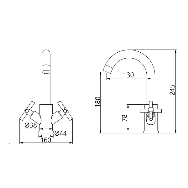 Смеситель для кухни Lidz Wind 161F двухвентильный LDWIN161FNKS46098 Nickel - Фото - 2