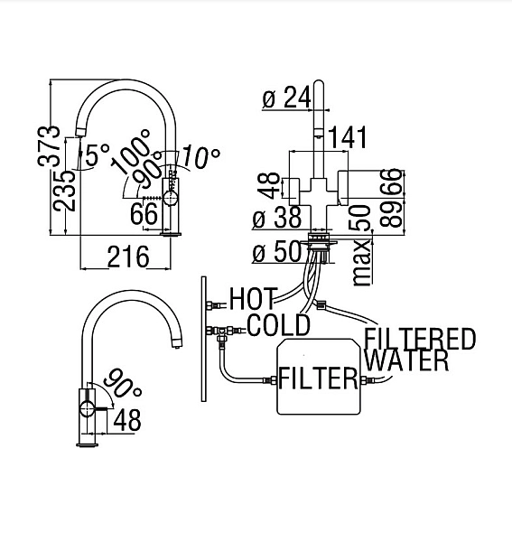 Змішувач для кухні Special (FL96824-3VCR), Nobili - Фото - 2