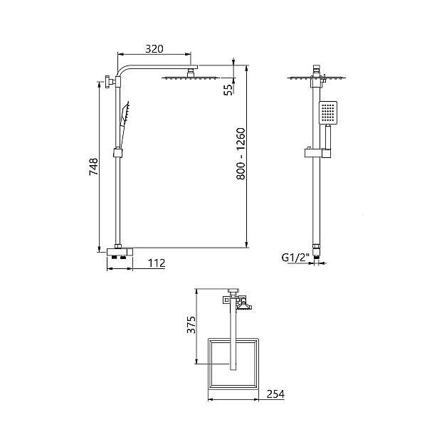 Душевая стойка универсальная Lidz Kubis 1120 на два потребителя LDKUB1120NKS46111 Nickel - Фото - 2
