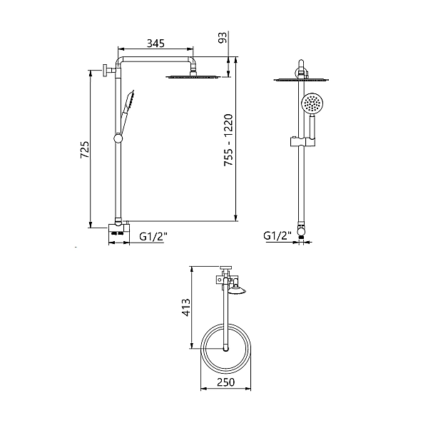 Душевая стойка универсальная Lidz Aria 1120 на два потребителя LDARI1120NKS46112 Nickel - Фото - 2