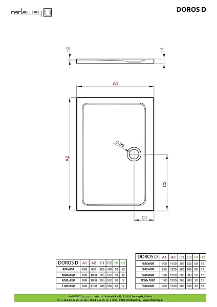 Душовий піддон Doros D 130x90 см, RADAWAY - Фото - 2