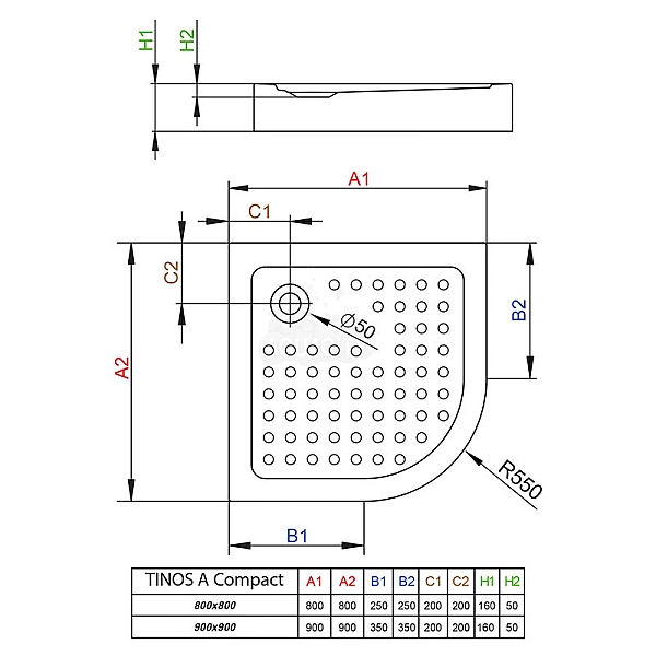 Душовий піддон Tinos A Compact 90x90 RADAWAY - Фото - 2