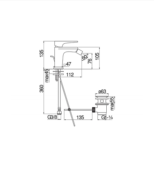 Змішувач для біде Seven (SE124119-1CR), Nobili - Фото - 2