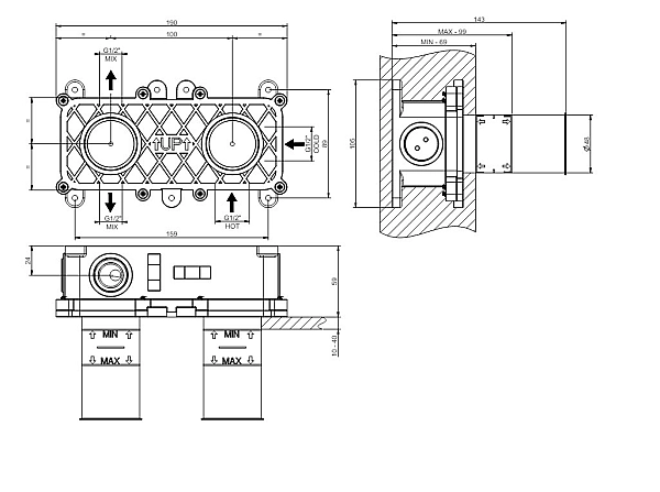 Вбудована частина змішувача 54073239 Gessi - Фото - 2