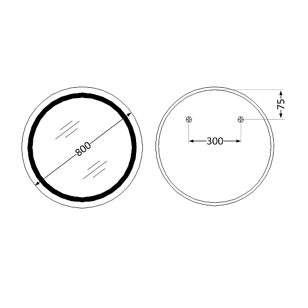 Дзеркало Qtap Taurus R800 з LED-підсвічуванням Touch, з антизапотіванням, з димером, рег. темп. кольору (3000-6500K) QT2478R807 - Фото - 2
