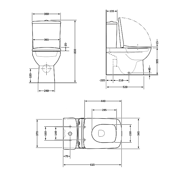 Унітаз підлоговий Qtap Aries Rimless безобідковий з сидінням Soft-close WHITE QT03228302W - Фото - 2