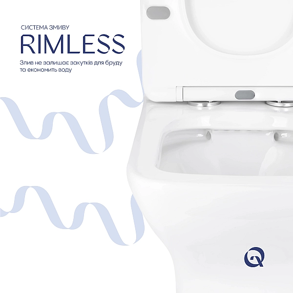Унітаз підлоговий Qtap Aries Rimless безобідковий з сидінням Soft-close WHITE QT03228302W - Фото - 5