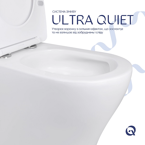 Унітаз підлоговий Qtap Virgo Ultra Quiet безобідковий з сидінням Soft-close WHITE QT18226092AW - Фото - 5