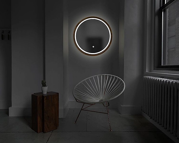 Дзеркало Solar Eclipse LED 80 Natural Walnut Luxury Wood - Фото - 2