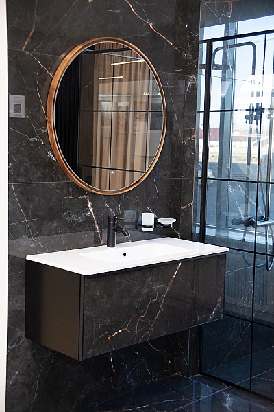 Шафка під умивальник Tile Black 1000 Shinestone Black Air-Line - Фото - 2