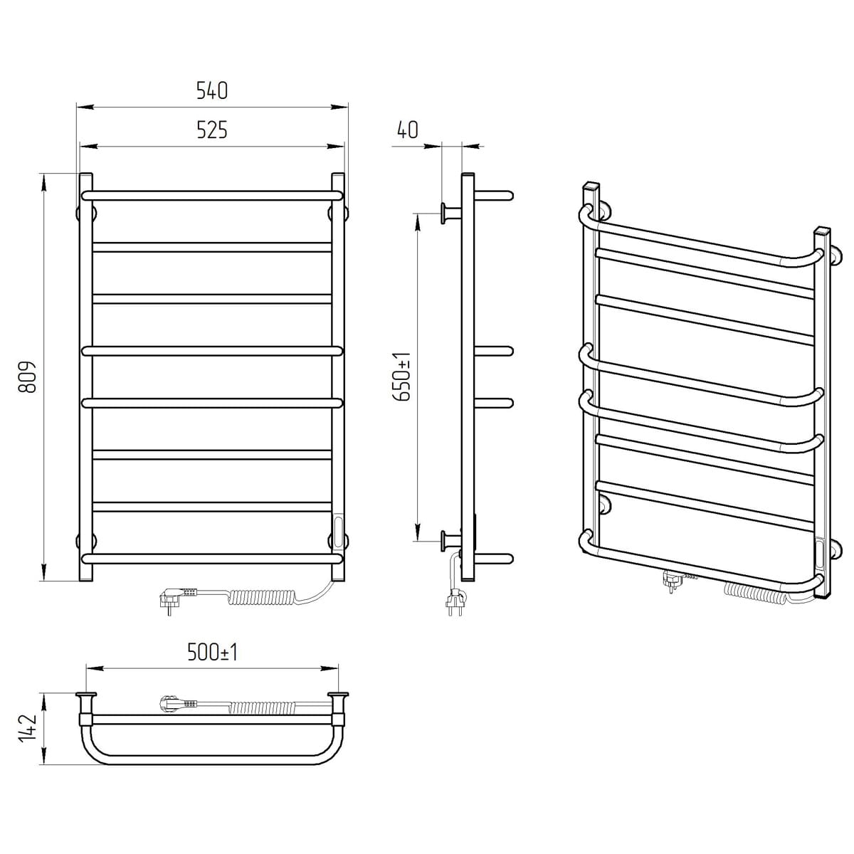 Рушникосушка електрична Стиль ЧФ8 500x800 LARIS - Фото - 4