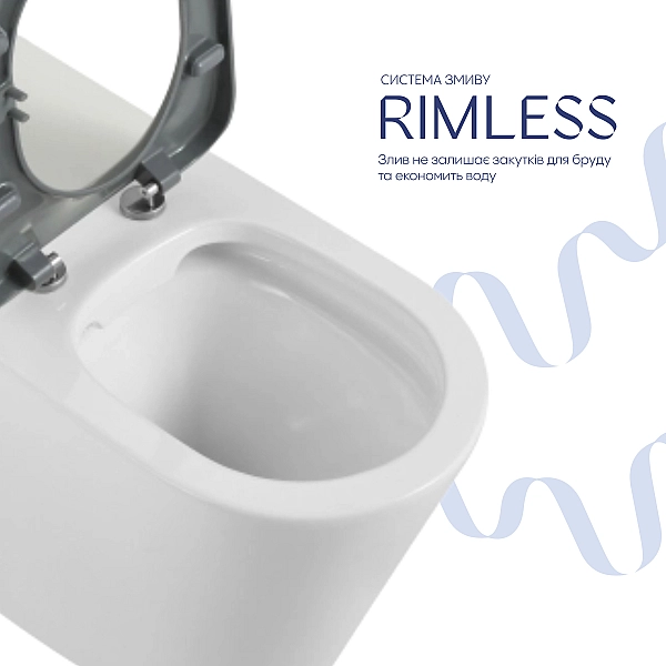 Унітаз підлоговий Qtap Freedom інклюзивний безбачковий Rimless безобідковий з сидінням Soft-close WHITE QT22223368W - Фото - 6