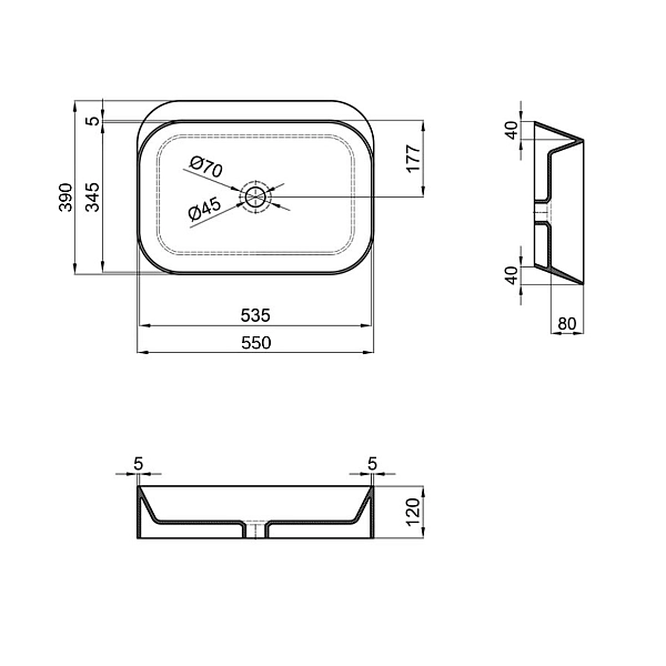 Раковина-чаша Qtap Scorpio 550х390х120 Matt black QT14112243MBN - Фото - 2