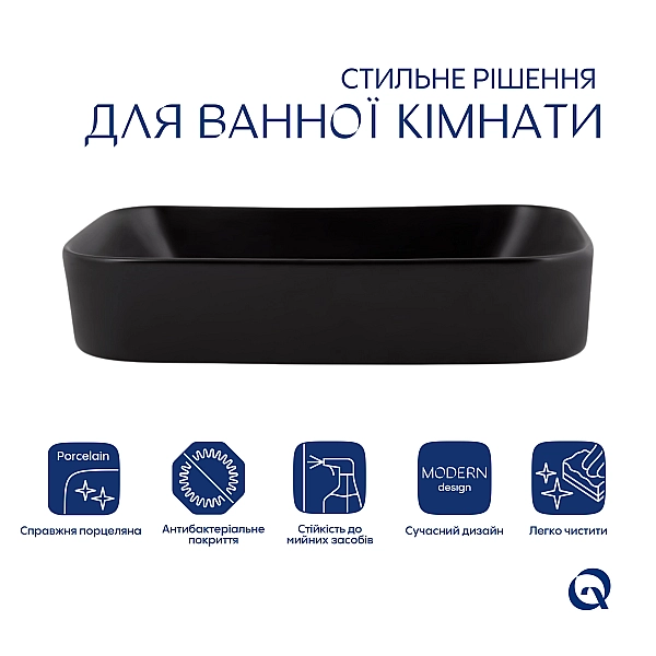 Раковина-чаша Qtap Scorpio 550х390х120 Matt black QT14112243MBN - Фото - 3