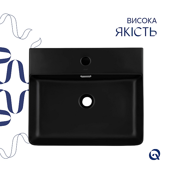 Раковина Qtap Nando LT 500х420х130 Matt black QT12116146AMB - Фото - 4