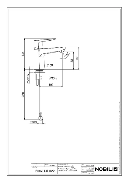 Змішувач для умивальника Elba EL114118-3CR Nobili - Фото - 2