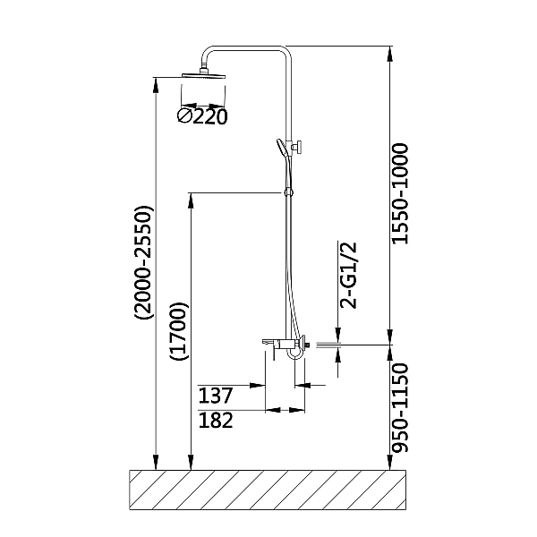 Душевая система универсальная Qtap Aries на три потребителя (с изливом) QTARI111CRM45560 Chrome - Фото - 2
