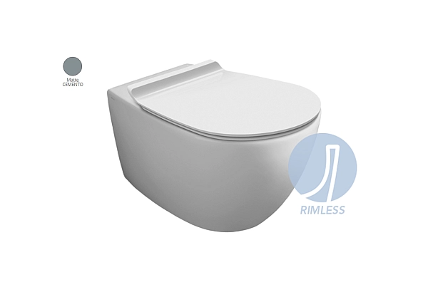 Унітаз підвісний Vignoni Rimless VI18 з кришкою soft-close Cemento matt VI18-F85-VI004СM SIMAS