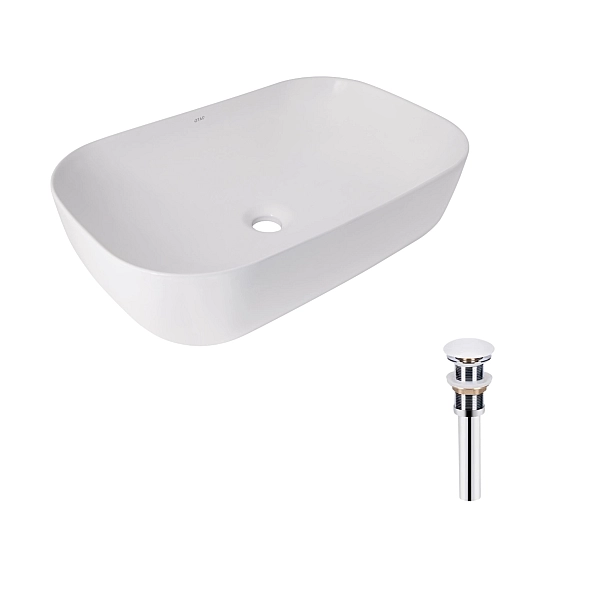 Комплект Qtap Robin: Раковина накладная прямоугольная 600x390x150 мм White + Донный клапан PU02