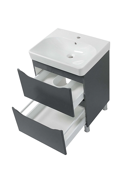 Шафка з умивальником 90 Smile Square Grey matt SM-90 НС+500.251.01.1 Air-Line - Фото - 2