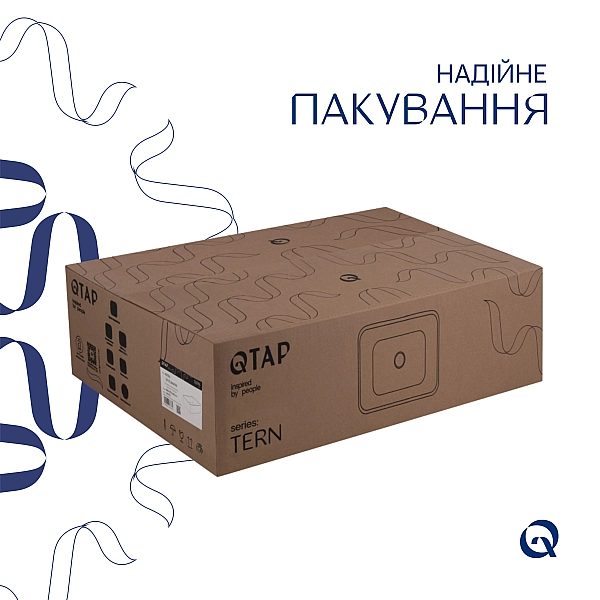 Комплект Qtap Tern: Раковина накладная прямоугольная 480х370х135 мм White + Донный клапан PU02 - Фото - 5
