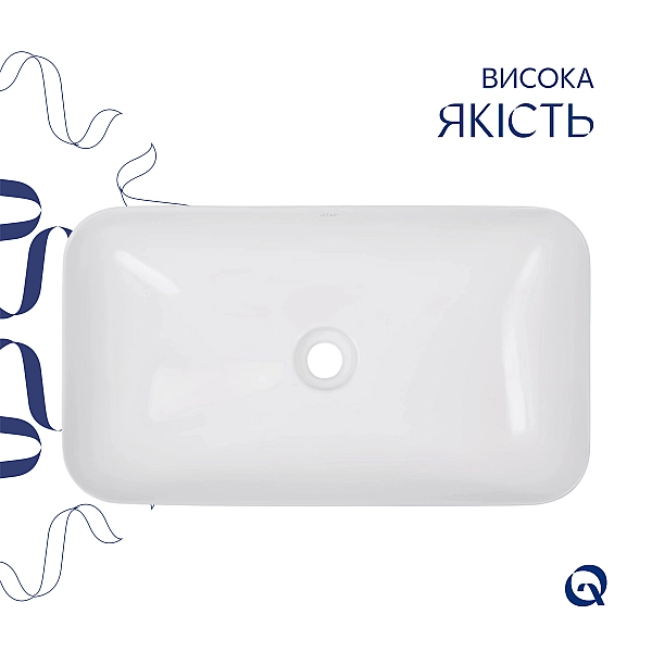 Комплект Qtap Tern: Раковина накладная прямоугольная 610x350x135 мм WHITE + Донный клапан PU02 - Фото - 4