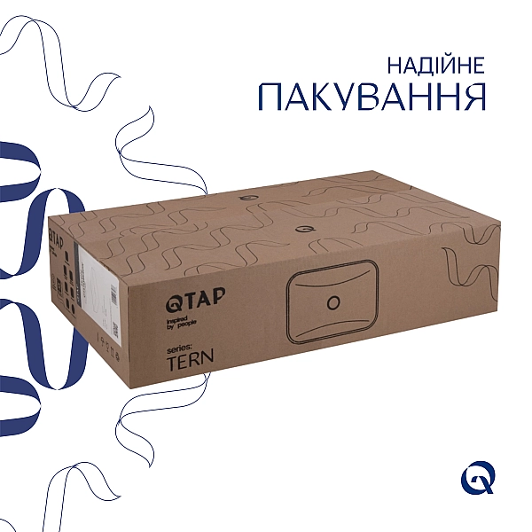 Комплект Qtap Tern: Раковина накладная прямоугольная 610x350x135 мм WHITE + Донный клапан PU02 - Фото - 5