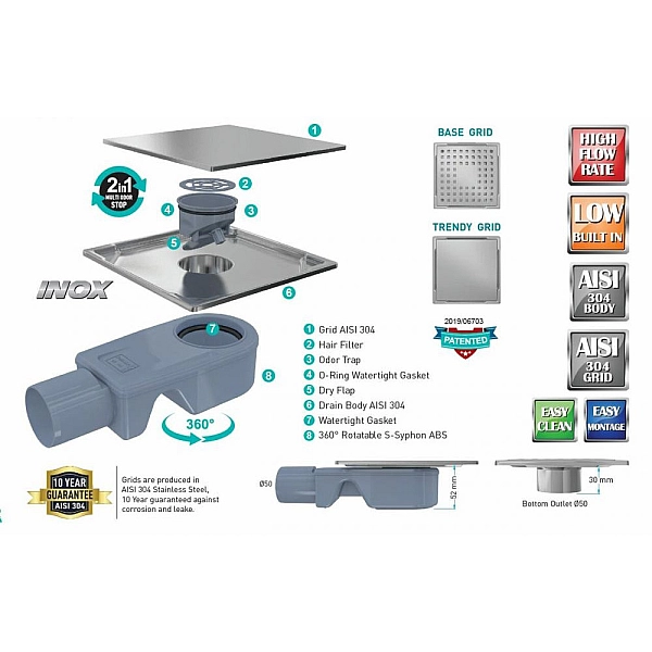 Душовий трап Inox-S Trendy VFD-774515 Valtemo - Фото - 2
