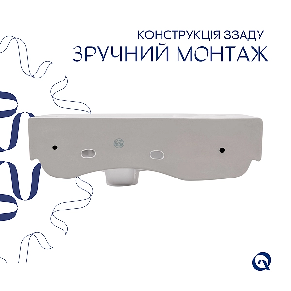 Комплект Qtap Tern: Раковина підвісна прамокутна ліва 450х250х158 мм White + Донний клапан PU02O - Фото - 5