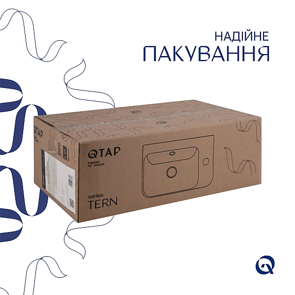Комплект Qtap Tern: Раковина підвісна прамокутна права 450х250х158 мм White + Донний клапан PU02O - Фото - 6