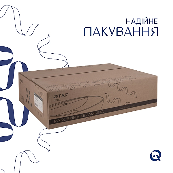 Комплект Qtap Cardinal: Раковина підвісна / накладна овальна 565х400х130 мм White + Донний клапан PU02 - Фото - 6
