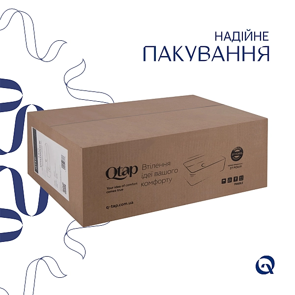 Комплект Qtap Leo: Раковина подвесная овальная левая 430x285x160 мм White + Донный клапан PU02O - Фото - 6