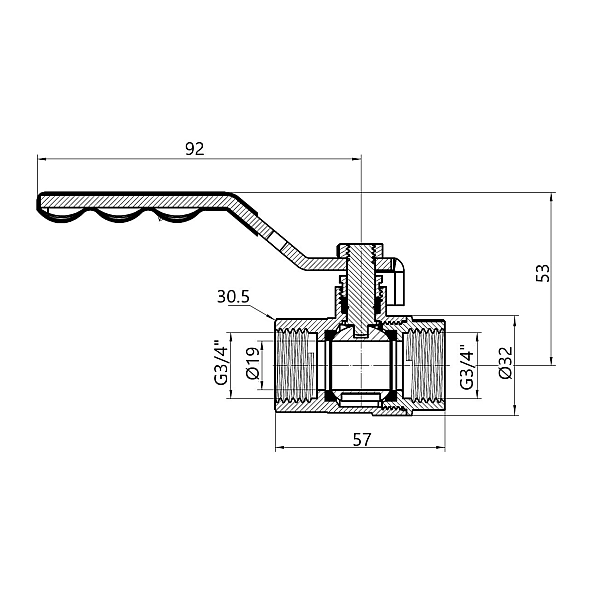 Кран кульовий SD Plus 3/4" ВР для газу (важіль) SD600NG20PN40 - Фото - 2