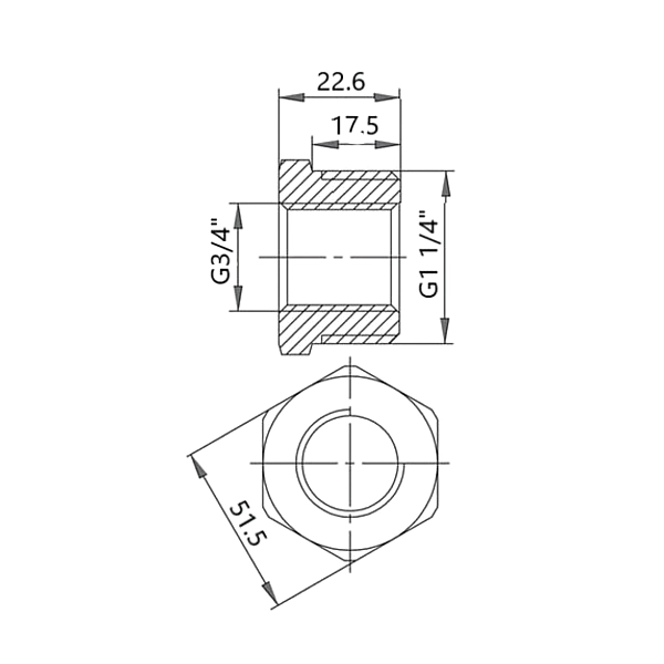 Футорка чавунна радіаторна 1" 1/4х3/4" ВЗ ліва - Фото - 2