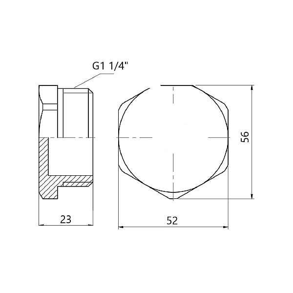 Заглушка чавунна радіаторна 1" 1/4 ЗР права - Фото - 2