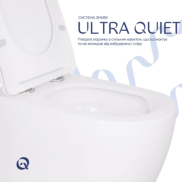 Унітаз підвісний Qtap Robin Ultra Quiet безобідковий з сідінням Soft-close 520x365x365 мм WHITE - Фото - 6