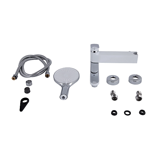 Змішувач для ванни Qtap Jay з поворотним виливом (з душовим гарнітуром) QTJAY260CRW45554 Chrome/White - Фото - 7