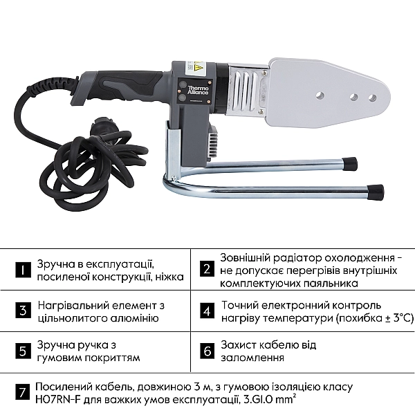 Паяльник для пластикових труб Thermo Alliance STD-103 Ø20-63 (автоматичний 800W) - Фото - 4