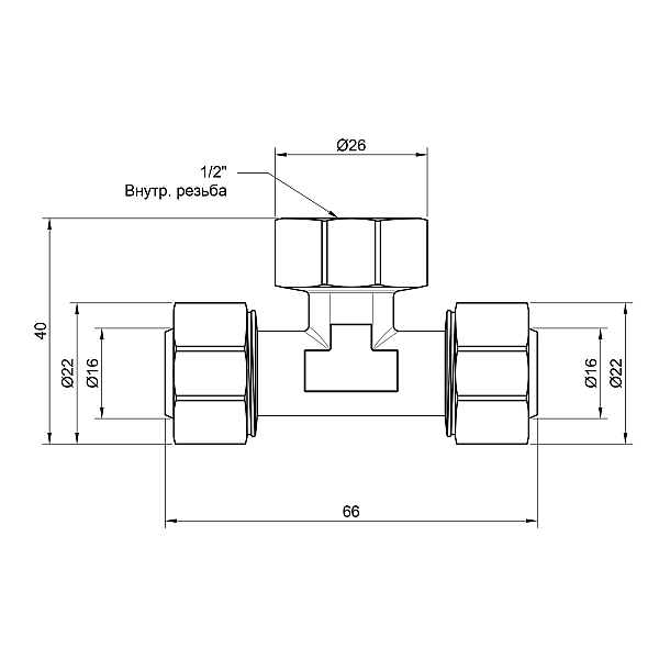 Трійник обтискний Thermo Alliance Standart 16х1/2"х16 ВР SD159W161516 - Фото - 2