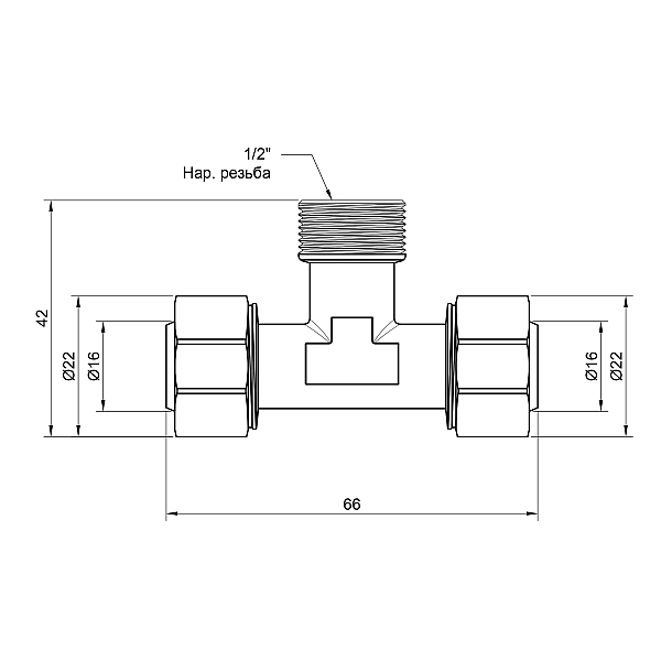 Трійник обтискний Thermo Alliance Standart 16х1/2"х16 ЗР SD160W161516 - Фото - 2